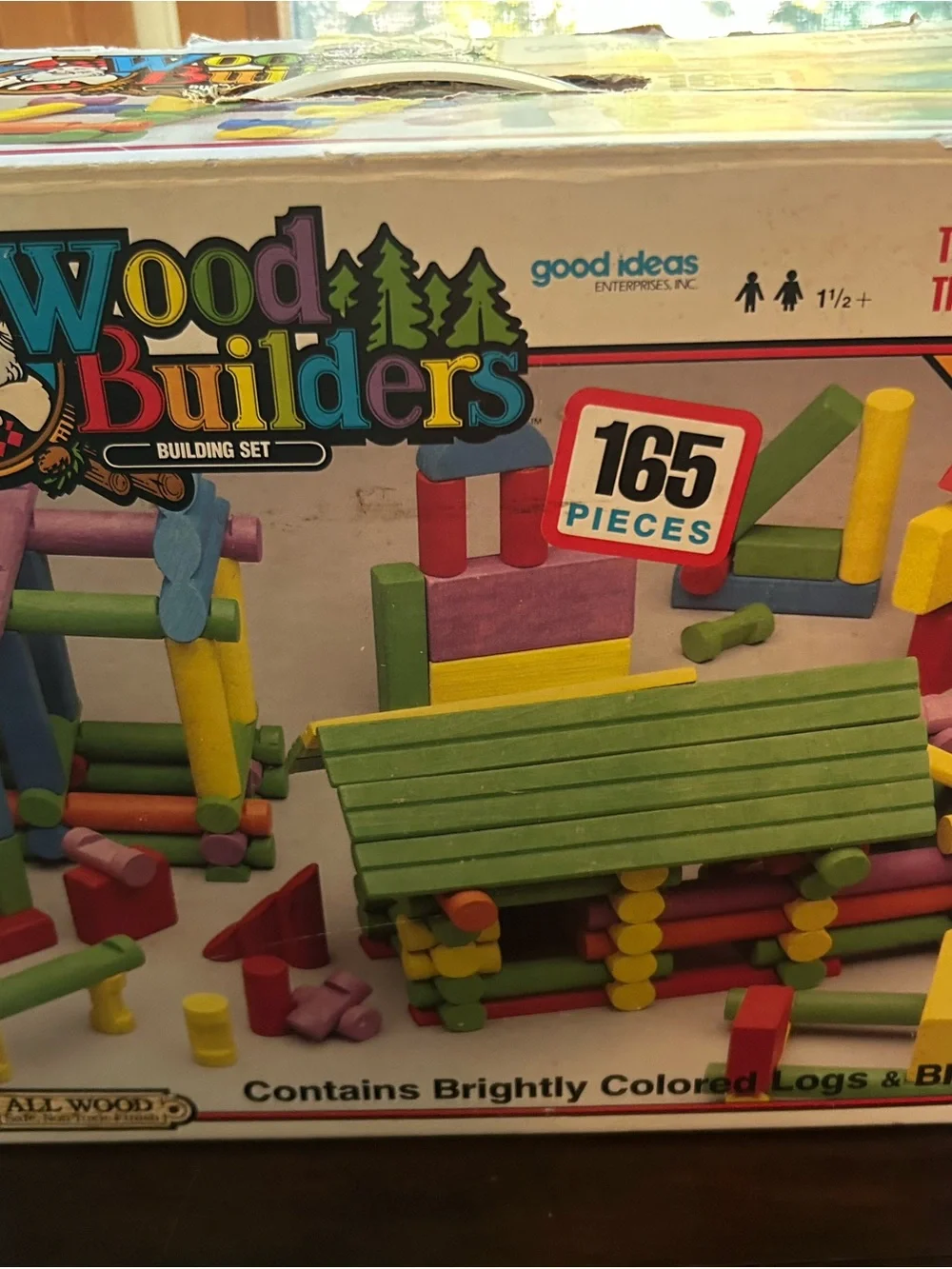 Wood Builders 156-Piece Kids Wooden Log Building Set — Multicolor